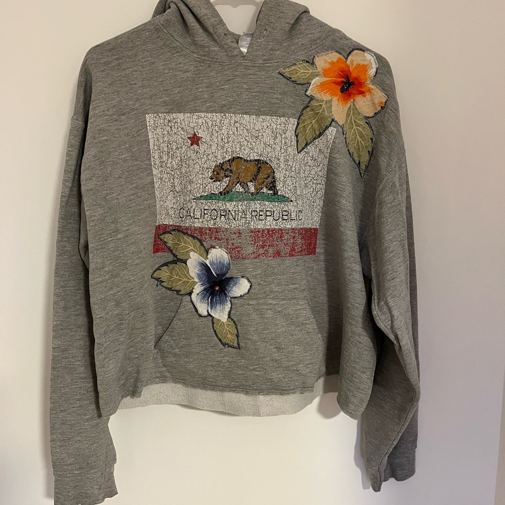 California cropped hoodie with appliqué - this was hand embellished.